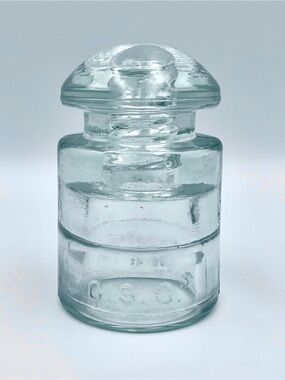 Vintage Clear Glass Hemingray Insulator C.S.C. No. 19-42 Farmhouse Paperweight